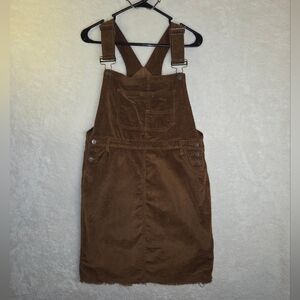 Inherit Women's Sz XL Brown Overall Dress Corduroy Jumper Retro w/ Pockets NWT